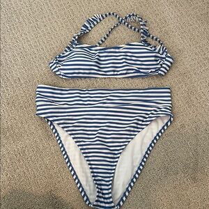 Time and Tru Blue and White Striped Bikini